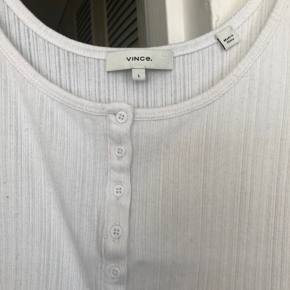 Vince Henley Ribbed Knit Cotton Camisole L - Picture 3 of 6